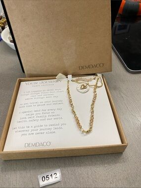 Demdaco Gold Heart Pendant Necklace with Champagne Beads